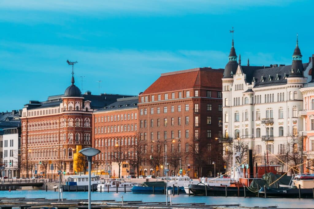 Helsinki, Finland. View Of Pohjoisranta Street
