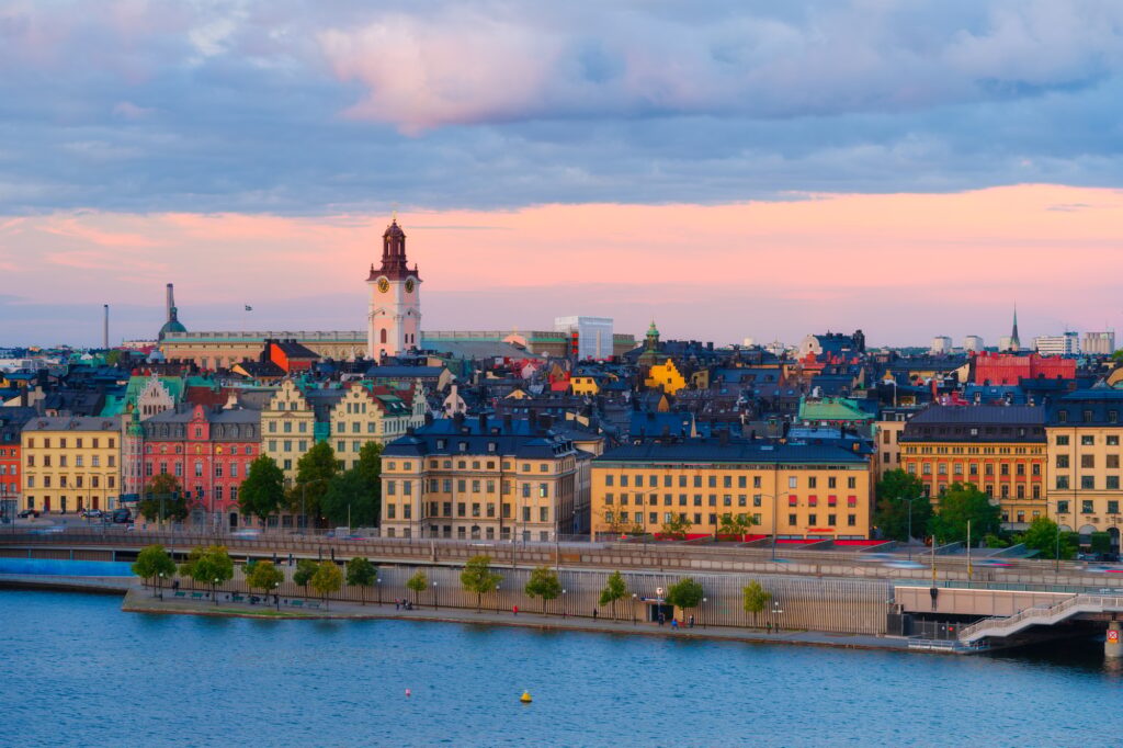 Stockholm, Sweden. The capital of Sweden. Cityscape during sunset.